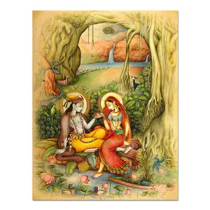 Museum Kwaliteit Radha Krishna Olieverfschilderij