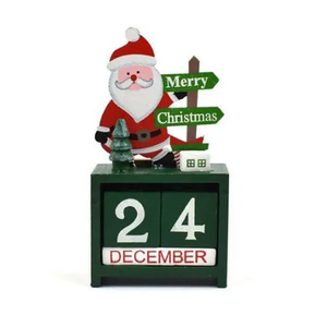 Como cuenta regresiva Prólogo Calendario Número Fecha Bloque de madera Plan de escritorio Decoración Decoraciones navideñas - Product Image 3