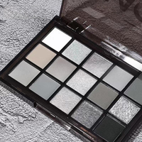 Palette de fards à paupières 15 couleurs Dark Elf à marque privée – Lumineux, scintillant, métallique, mat/satiné, tons gris/cendres/noirs foncés, poudre Western
