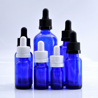 Blaue Glas-Tropfflaschen 5ml 10ml 15ml 20ml 30ml 50ml, Leere Fläschchen für Kosmetik-Serum & Ätherische Öle Verpackung