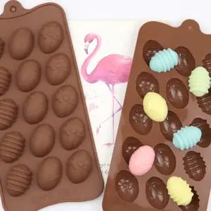 186 hot sell Easter system silicone chocolate mould with different egg shape, 15 hole cake mould, reusable home diy baker tool