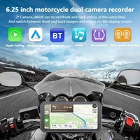 Nouveau Enregistreur de Conduite Moto Étanche 6,25 pouces WIFI 4G LTE Grand Écran Projection Carplay Navigation Double Caméra 2K