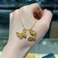 Nouvelle mode, bijoux en or Au750, pendentif en or jaune pur, charmes en or véritable 18 carats, grand papillon pour collier, bijoux pour femmes