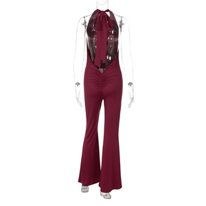 Ropa de Mujer, Novedades de Otoño, Mono Ajustado de Color Sólido con Cuello Halter y Espalda Descubierta, Sexy y a la Moda - Product Image 6