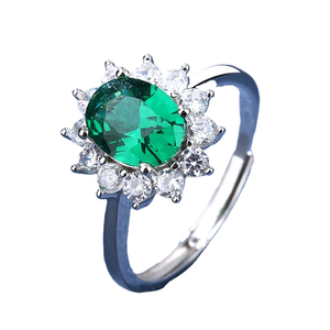 Anillo de Plata Chapado en Plata con Piedra Azul Real Ajustable Estilo Princesa Diana <span class=keywords><strong>Kate</strong></span>, Joyería Femenina - Product Image 1