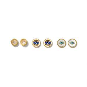 Boucles d'oreilles tendance en acier inoxydable 316L plaqué or PVD, motif œil porte-bonheur, bijoux pour femmes - Product Image 2