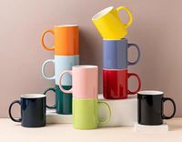 Mug à café en céramique avec logo personnalisé, design moderne, 340 ml, 400 ml, poignée noire, pour cadeaux d'affaires, occasions de fête