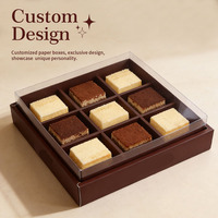 Boîte d'emballage en papier pliable de luxe pour gâteaux sucrés au tiramisu de qualité alimentaire, dessert au chocolat, avec grille de séparation