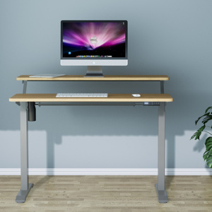 2022 Luxury Two <strong>Wooden</strong> <strong>Desktops</strong> for Metal Adjustable Desk Electric Motorized Height Adjustable Desk - Product Image 3