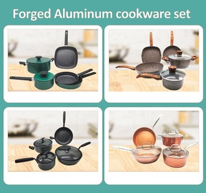 Juego de sartenes de inducción a gas con logotipo personalizado del fabricante, juego de ollas de cocina de aluminio forjado, utensilios de cocina antiadherentes - Product Image 5