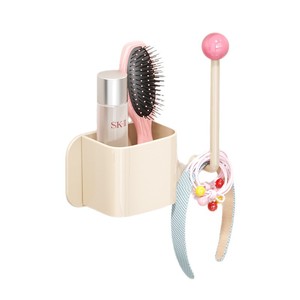 Xinzao Wall Mounted Storage Rack Rectangle Detachable <b>Shelf</b> Bathroom Organizer <b>With</b> <b>Hooks</b> For Toiletries And Hair Accessories - Product Image 5