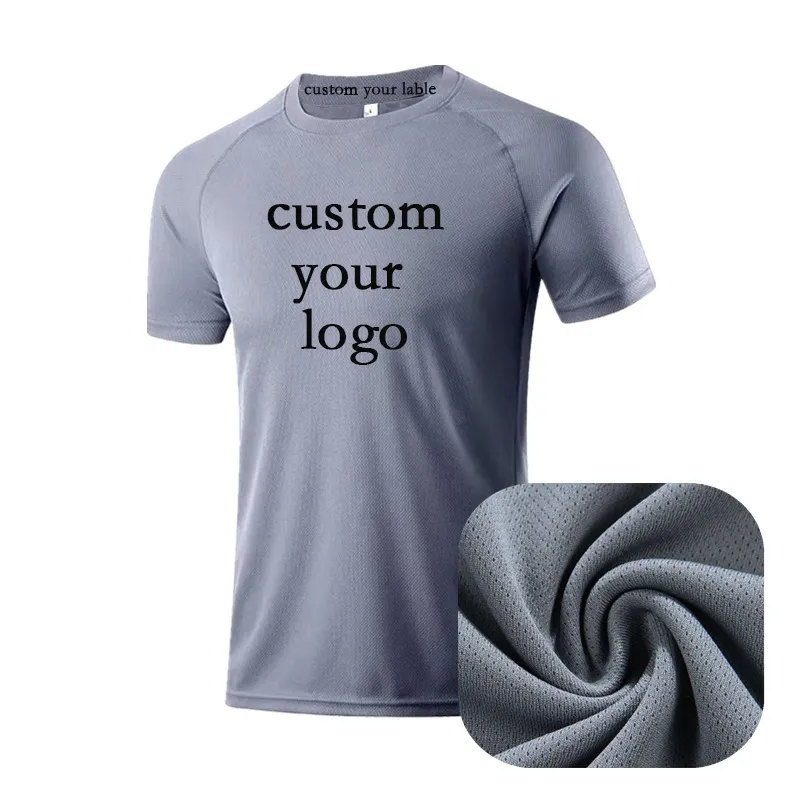 Plain Men's T Shirt Poliéster Tee Quick Dry-fit T Shirts Custom Wholesale Custom Logo T Shirt Tecido 100% Poliéster Unisex O-pescoço
