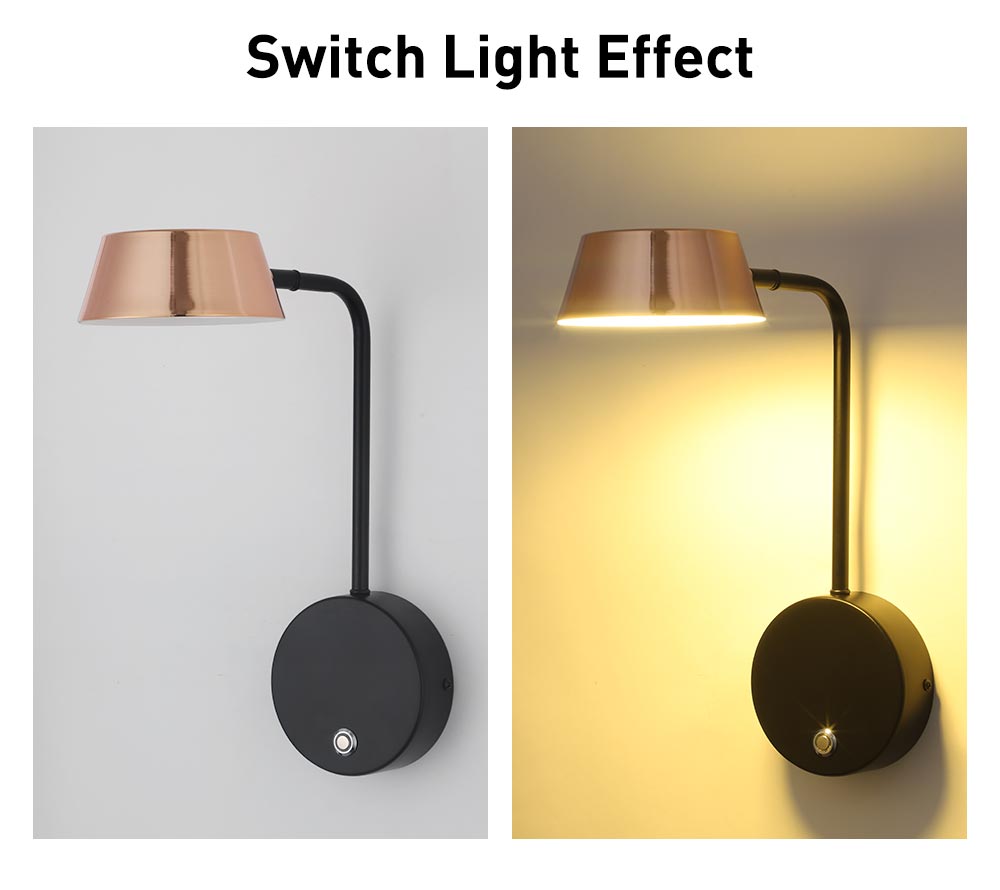 Nordic Bedside Wall Lamp Indoor Modern 8W Adjustable Led Wall Light For Bedroom