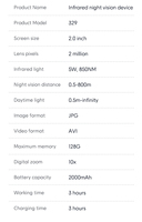 Kacamata pandang malam Digital panjang 329 m, baru 800 10X HD 5W inframerah 1080P monokular penglihatan malam untuk berburu