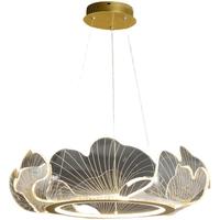 Lustre créatif en forme de feuille de lotus dorée pour salon, salle à manger, villa, hôtel, fleurs, mode, acrylique, LED, suspension