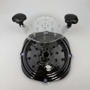 Déchiqueteur de fourchettes à viande de poulet rondes avec tapis de base antidérapant Couvercle transparent Option de logo personnalisé Plastique PP de qualité alimentaire antiadhésif - Product Image 2