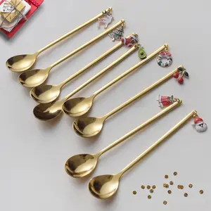Cucchiai in metallo per decorazioni natalizie stoviglie per la casa cucchiaio in metallo in acciaio inossidabile 304 forchetta per cucchiaio per bambini