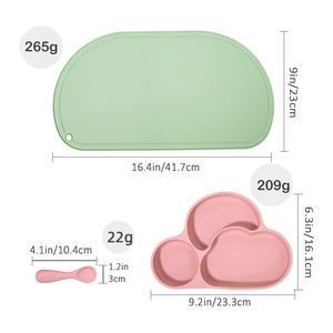 משטח האכלה לתינוקות מסיליקון ידידותי לסביבה, בדרגת מזון, עם בסיס יניקה לתינוקות, פעוטות וילדים, בצורת לב, בעל תקן CE/LFGB - Product Image 6