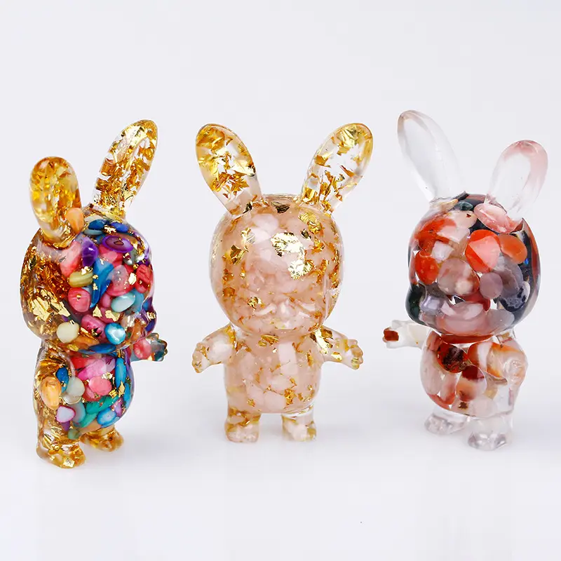 wholesale natural crystal stones resin bunny crafts toy pet office ornaments for decorate