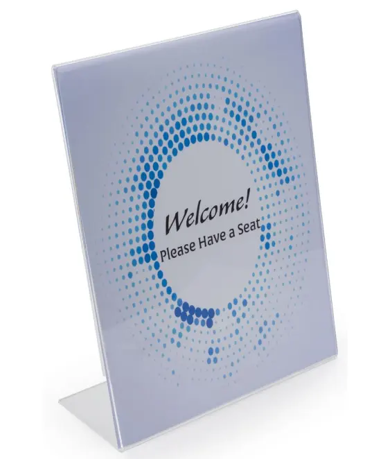 2mm Thickness 11*7.7*16 cm L Shape Vertical Clear Acrylic Sign Holder Document Advertising Displaying Stand Showing Board