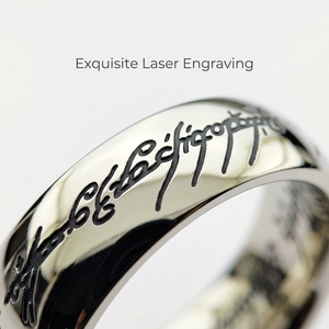 Bague d'éternité unisexe haut de gamme, de qualité supérieure, tendance, de créateur, personnalisée, en verre, de forme géométrique, avec texte alphanumérique, inspirée de Le Seigneur des Anneaux - Product Image 2