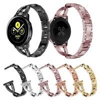 Bracelet de montre en métal pour femmes, 20mm 22mm, type X, diamant, strass, pour Samsung Galaxy Watch 3, bande 41mm 45mm Active 2 1 46mm 42mm