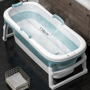 Grand ensemble de baignoires portables en plastique pour adultes, pliables et avec couvercle pour le lavage et l'utilisation en <span class=keywords><strong>baignoire</strong></span> - Product Image 4