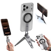 Trépied magnétique pour téléphone, support de téléphone portable en métal avec filetages 1/4'', 270° °   Support de téléphone réglable, mini trépied de poche