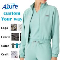 Ensemble de blouses médicales personnalisées avec logo, extensibles dans les 4 sens, avec veste zippée pour médecins, infirmières et uniformes de clinique