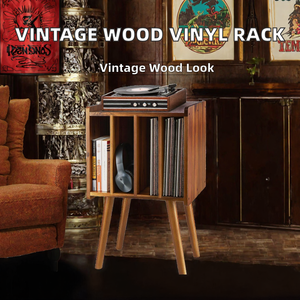 Modern Wood Record Player Stand With Vinyl Storage Shelf For Living Room Standing Type Multifunctional Bookshelf - Product Image 2
