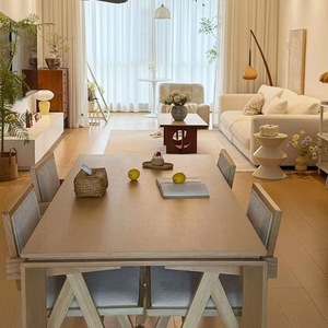 Mesa de Comedor Rectangular de Madera Maciza de 160 cm, Estilo Moderno para Casas Pequeñas, con Juego de Sillas - Product Image 4