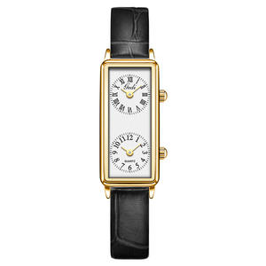 SYN nouveau Design femmes <span class=keywords><strong>montre</strong></span> à Quartz de luxe deux cadrans Tonneau alliage bracelet en cuir à la mode Style Simple cadeau personnalisé - Product Image 6