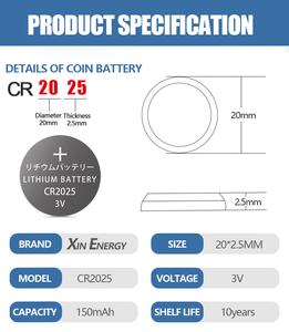 Pile bouton au lithium CR2025 3V directement <span class=keywords><strong>de</strong></span> l'usine, DL2025 ECR2025 pour clés <span class=keywords><strong>de</strong></span> <span class=keywords><strong>voiture</strong></span>/télécommandes - Product Image 3