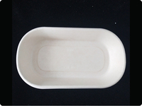 Boîte à lunch ovale à compartiment unique de 800 ml, jetable, simple, pour repas, en bagasse de canne à sucre biodégradable, pour salades et plats légers