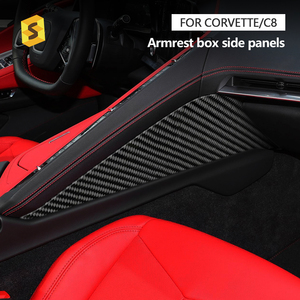 Shasha in fibra di carbonio 2 pezzi copri coperchio della Console centrale in carbonio a secco accessori interni per Chevrolet <span class=keywords><strong>Corvette</strong></span> C8 2020 anni - Product Image 3