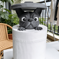 Porte-rouleau de papier style pirate pour bouledogue français, support de mouchoirs imprimé en 3D, figurine créative de chien, décoration d'art artisanal pour salle de bain et maison, cadeau
