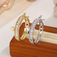 Bague ouverte double papillon entièrement sertie de diamants pour femme, design de niche de luxe léger, zircon pavé, bande délicate réglable, cadeau en or