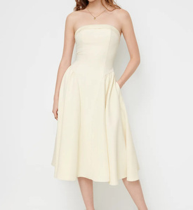 <span class=keywords><strong>Vestido</strong></span> Midi sin Tirantes para <span class=keywords><strong>Mujer</strong></span>, con Lazo en la Espalda, Corte en A, Elegante, para Fiesta o Cóctel - Product Image 2