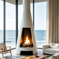 Cheminée au bois sur mesure, design unique, en métal, pour hôtels, à poser au sol