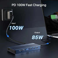 14 in 1 USB C Docking Station Dual HDMI DP 4K 60Hz Triple Display 10Gbps Type C Hub 100W PD RJ45 untuk Laptop PC