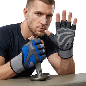 Guantes de cuero de medio dedo para gimnasio, equipo de fitness transpirable antideslizante para levantamiento de pesas y Deportes de entrenamiento - Product Image 1