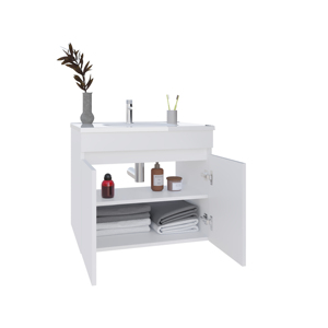 Chaux <b>Floating</b> Wide Double Door Vanity With Resin Sink White Bathroom Storage - Product Image 4