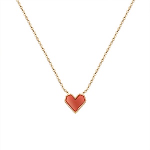 Collar de Corazón Rojo Acrílico Romántico, Collares con Colgante de Corazón de Acero Inoxidable Dorado para Mujer - Product Image 1