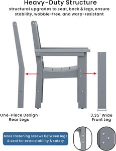 Set di 2 Sedie <span class=keywords><strong>da</strong></span> Esterno Resistenti alle Intemperie in HDPE per Patio, Giardino, Balcone, Veranda, Prati - per Hotel (Grigio) - Product Image 6