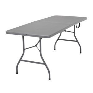 6 Foot Plastic <strong>Folding</strong> <strong>Table</strong> - Folds in Half with Carrying Handle Rectangular - Lightweight and Portable - Product Image 3
