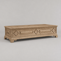 Table basse rectangulaire moderne, luxueuse, artisanale, durable, multifonctionnelle, avec panneau de rangement et motifs en relief diamantés sur le devant