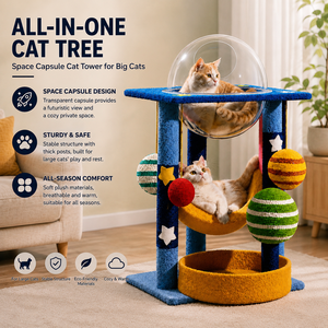 Grande structure d'escalade pour chat sur le thème de l'espace, tour avec griffoir en sisal naturel, maison-nid confortable pour Maine <span class=keywords><strong>Coon</strong></span> - Product Image 1