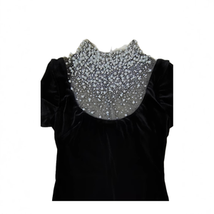 Abito da sera da donna Sexy argento con paillettes nero lungo abito da sera in velluto per bendaggio perle con perline XS <span class=keywords><strong>abbigliamento</strong></span> per festa di compleanno - Product Image 4