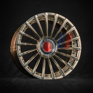 Straight <b>Spoke</b> Three Piece 6061-T6 Forged Alloy <b>Wheel</b> With Floating Center Hub Cap Custom Metallic Finish Universal Fit - Product Image 4