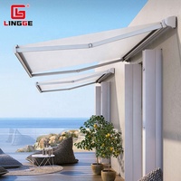 Auvent de toit automatique moderne en aluminium pour magasin/restaurant, pare-pluie, pare-soleil, bras rétractable, éclairage LED, protection UV